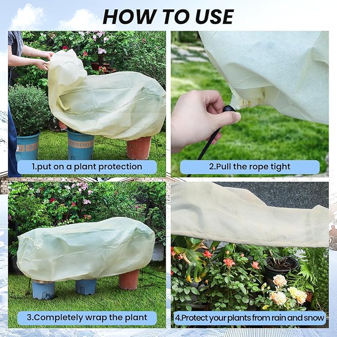 MIXC 2 Packs Plant Covers Freeze Protection, 59" x 19.7" x 21.7" Winter Plant Cover Cold Weather Tree Frost Cloth Warm Blankets Shrub Covers for Outdoor Plant