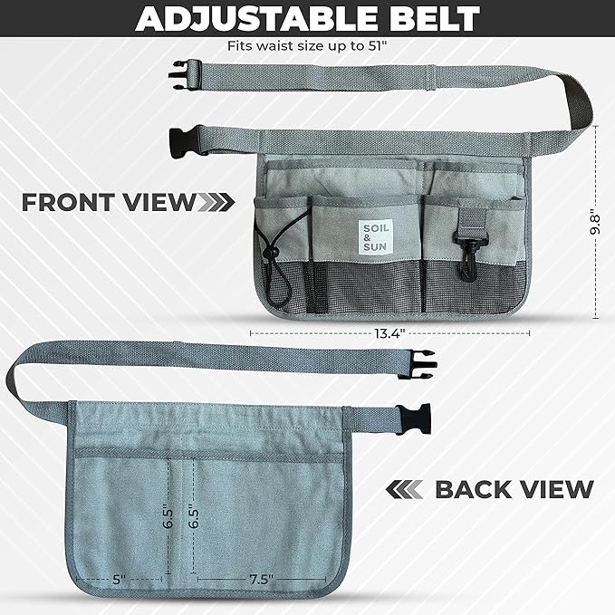 Soil & Sun Garden Tool Belt for Women, Tool Apron, Utility Belt Women, Teacher, Canvas Waist Apron with Pockets,Garden Aprons