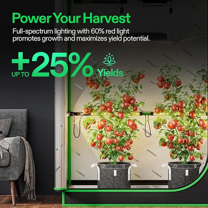 VIVOSUN Lumaray LED Grow Light Bars 16”(4-Bar), Full Spectrum Side Lighting with 60% Red Light up to 25% Yields for Grow Tents, Greenhouses, Magnet Reliability Upgraded, SGS Compatible