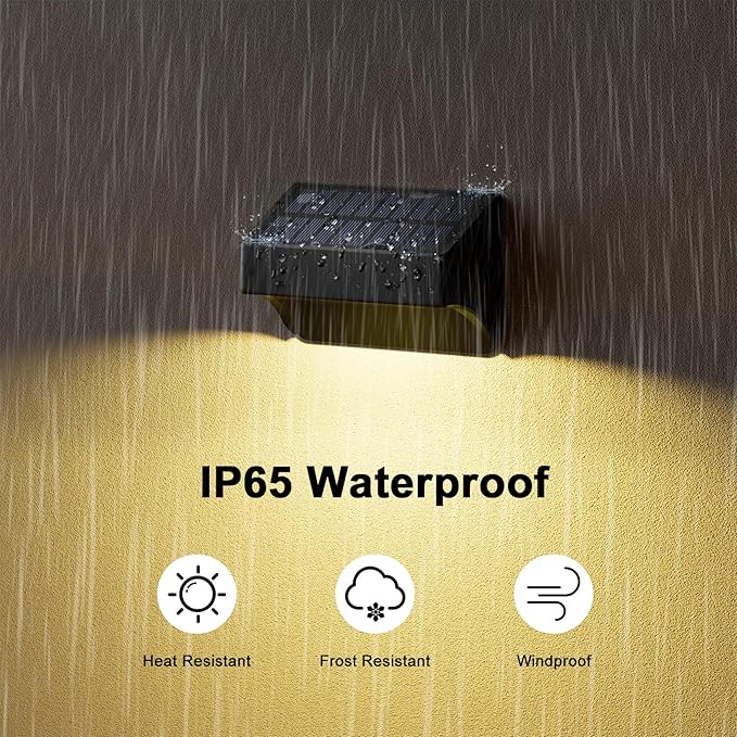 Solar Fence Lights Outdoor,Fence Solar Lights Outdoor Waterproof Led IP65 with10 Fixed Colors ＆ RGB Color Changing for Wall Backyard Step Railing Patio Pool Porchaily&Holiday Decorations (4)