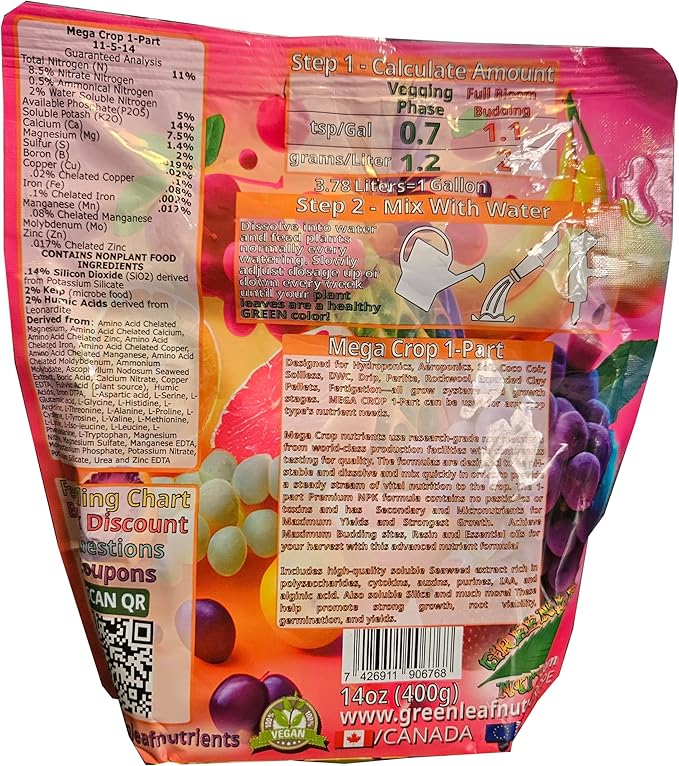 Mega Crop 1-Part Complete Base Nutrient - Hydroponic and Soil Fertilizer for Plants with Organics – Easy to Use for Max harvests - makes 100+ Gallons