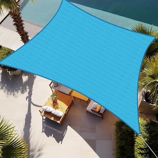 Shade&Beyond Sun Shade Sail Breathable UV Block Outdoor Covering Cloth for Backyard, Pool, 8'X11', Turquoise Mixed (Customized Available)