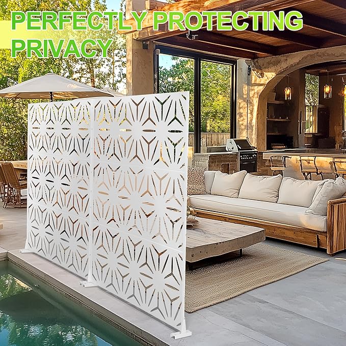 Outdoor Privacy Screen,72" H×47" W Metal Privacy Screen, Freestanding Privacy Fence Panels for Patio