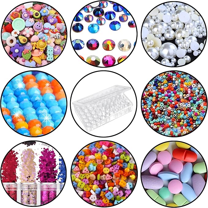 1pack 60 Grids Bead Organizer and Storage Diamond Painting Containers Portable Plastic Case Box Arts Crafts Storage for Seeds Beads Sewing Cosmetic Nail Glitter Powder Small Parts Rhinestones