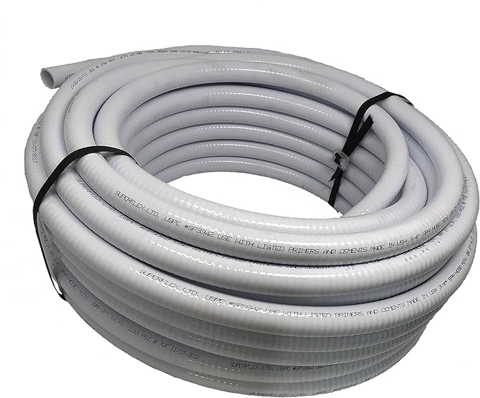 Sealproof 1.5" Dia Flexible PVC Pipe, Swimming Pool and Spa Hose Tubing, Schedule 40, Pump Filtration, Made In USA, 1-1/2-Inch, 25 FT, White