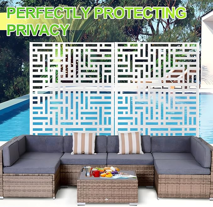 Outdoor Privacy Screen,72" H×47" W Metal Privacy Screen, Freestanding Privacy Fence Panels for Patio