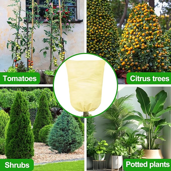 2 Packs Plant Covers for Winter 120x180cm, Shrub Covers for Winter, Plant Cover Freeze Protection, Cold Frost Protection Cover with Zipper Drawstring(80gsm)