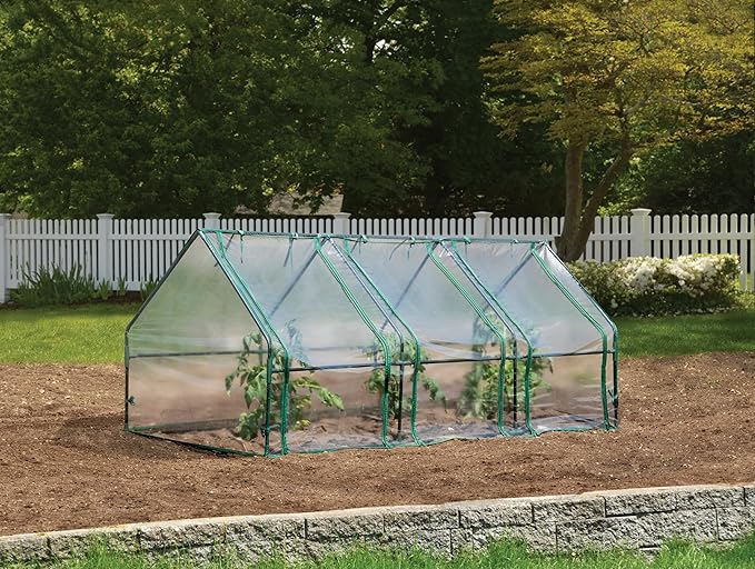 Miracle-Gro Mini Greenhouse 3’ x 8’ x 3’ with Clear PVC Cover, Zippered Access Panels, and Durable Steel Frame for Seed Starting, Translucent