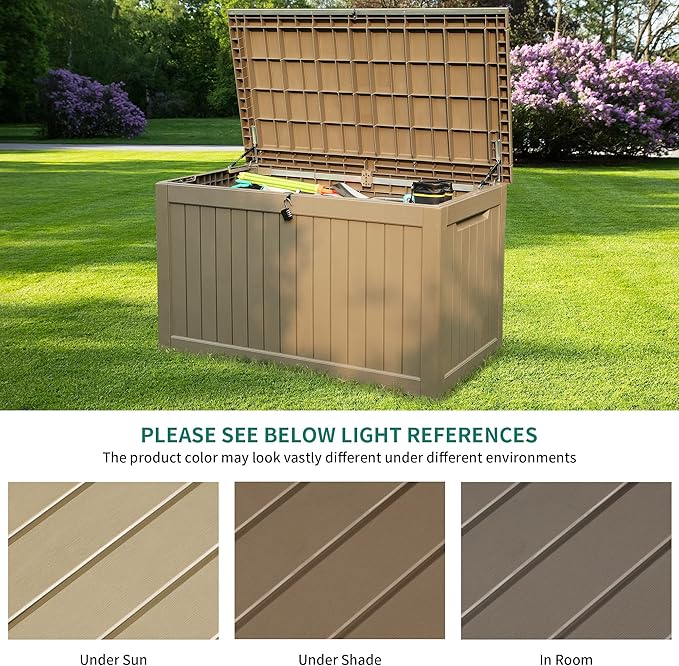 YITAHOME XXL 230 Gallon Large Outdoor Storage Deck Box for Patio Furniture, Outdoor Cushions, Garden Tools and Sports/ Pools Equipment, Weather Resistant Resin, Lockable (Taupe)