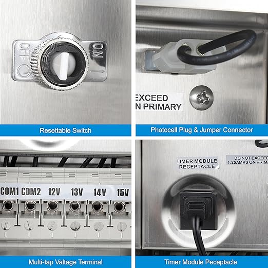 100W Low Voltage Light Transformer, 120V AC to 15V/14V/13V/12V AC Transformer, Outdoor Transformer for Low Voltage Landscape Lighting, Spotlight,Patio Lights,Pathway Light