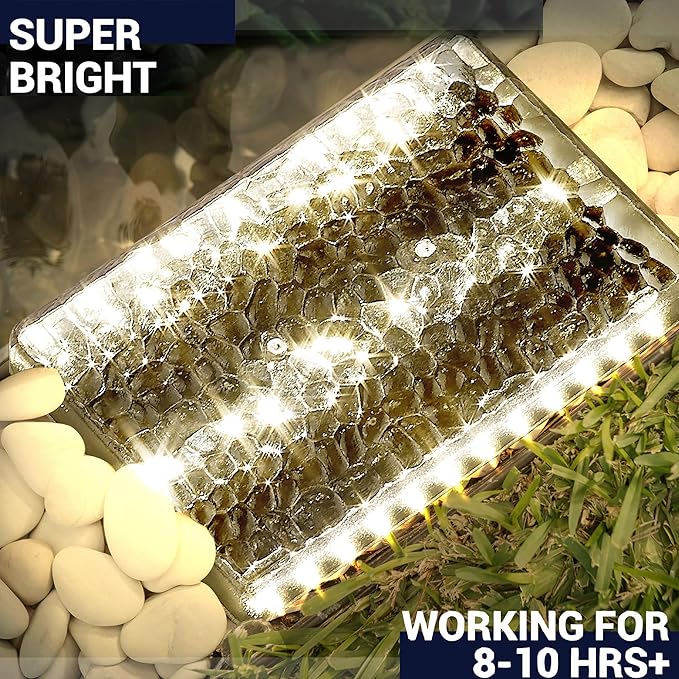 Solar Paver Outdoor Lights, 6x9 Recessed Brick Light, Heavy Duty IP67 Waterproof LED, Landscape Lighting for Ground, Pool, Garden, Driveway (Warm White, 6Pack)