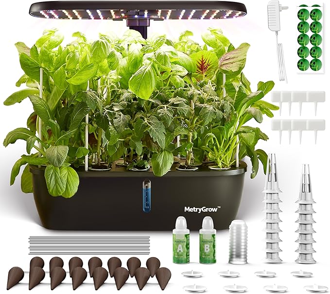 MG-15 Hydrophonic Growing System Kits, Smart Indoor Garden with 24W Grow LED Light Full Spectrum, 15 Pods Herb Garden Planter Indoor Gardening for Gifts, Kitchen