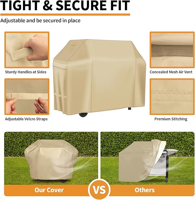 NEXCOVER 50 Inch Waterproof Grill Cover, Outdoor Heavy Duty 600D BBQ Cover, Fade & Weather Resistant Upgraded Material, Barbecue Cover for Weber, Brinkmann, Char Broil, Holland.