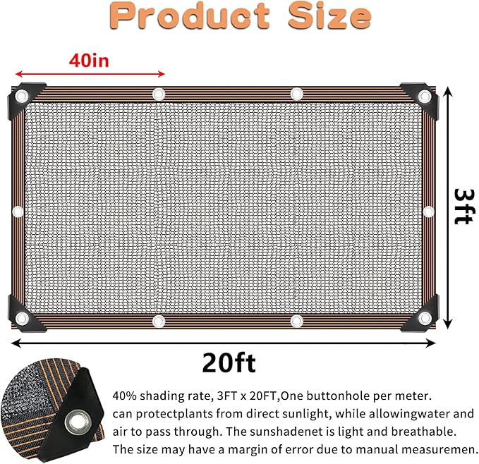 Shade Cloth for Plants Greenhouse, 40-50% Sunblock Shade Sails -for Outdoor Garden Pergola Patio Lawn Plant Sun Shade Cloths for Kennel Chicken Coop Easier to Hang Shade Net Cover