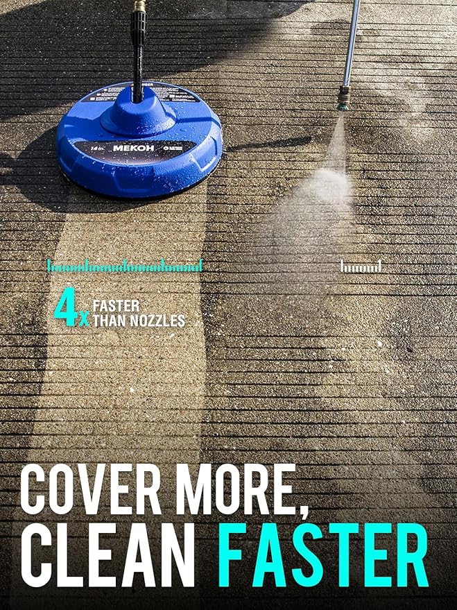 MEKOH 14” Electric Pressure Washer Surface Cleaner Attachment, 2500 PSI Universal Power Washer Accessories for Driveway Sidewalk Deck Patio Concrete Cleaning, 1/4" Quick-Connect, Dual Rotary Nozzles