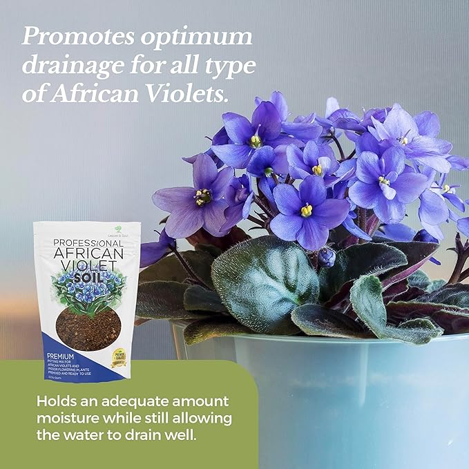 Professional African Violet Plant Soil | Premium All Purpose Blend | Large 2.2 Quarts | Ready to Use for Indoor Flowering Plants | Peat Moss, Coco Coir, Perlite, Dolomite | Made in USA