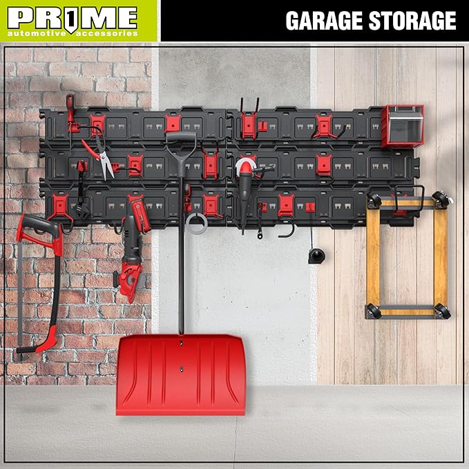 PR1ME 11 pcs Garage Storage Wall Mount Organizer Kit, Garage Storage Wall Rails with Utility Garage Wall Mount Hooks, 2X 31 inch Wall Rails, 4 Steel Garage Hooks, 5 Plastic General Purpose Hooks