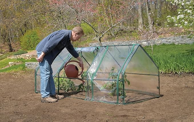 Miracle-Gro Mini Greenhouse 3’ x 8’ x 3’ with Clear PVC Cover, Zippered Access Panels, and Durable Steel Frame for Seed Starting, Translucent