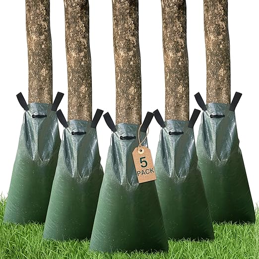 5 Pack Tree Watering Bags, 20 Gallon Slow Release Gator Bags for Trees, Durable PVC Tree Drip Irrigation Bags with Heavy Duty Zipper, Deep Root Targeting