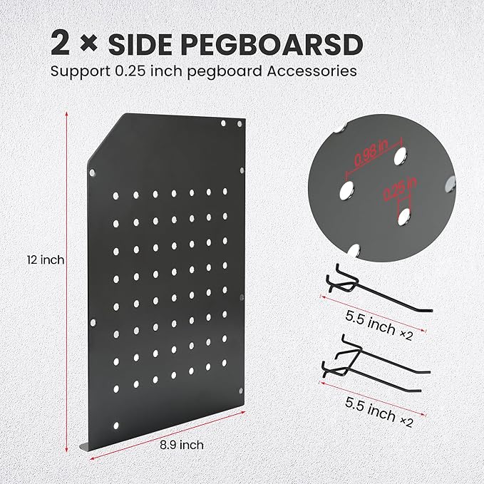 TRZZ Power Tool Organizer Wall Mount, 3-Layer Charging Station with 8 Outlets, 6 Drill Holders and Drill Bit Rack, Efficient and Organized Storage for Garage, Workbench, and Workshop (Black)