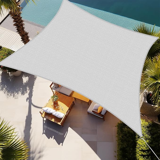 Shade&Beyond Sun Shade Sail Breathable UV Block Outdoor Covering Cloth for Backyard, Pool, 12'X30', Light Grey (Customized Available)