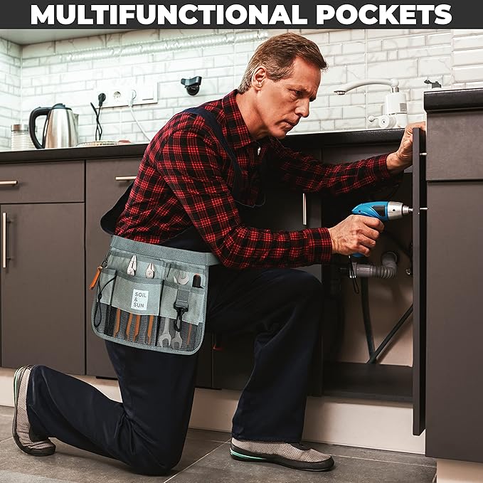 Soil & Sun Garden Tool Belt for Women, Tool Apron, Utility Belt Women, Teacher, Canvas Waist Apron with Pockets,Garden Aprons