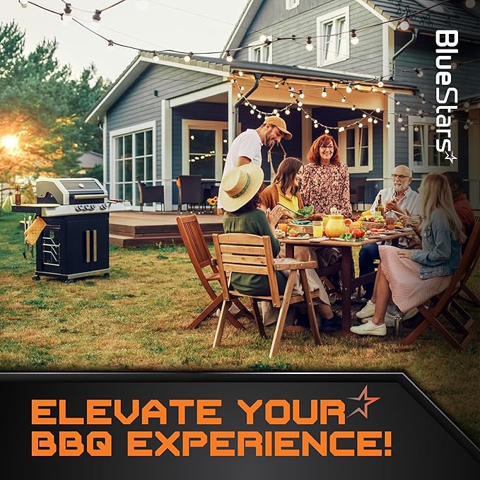 BlueStars 55 inch Grill Cover – Heavy‑Duty Waterproof 600D BBQ Cover for Outdoor Gas Grills, Compatible with Genesis, Weber, Char‑Broil & Nexgrill Models, UV & Rip‑Resistant, Black