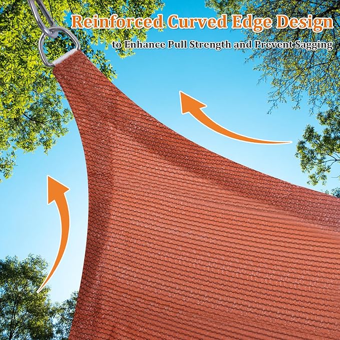 Shade&Beyond Sun Shade Sail Breathable UV Block Outdoor Covering Cloth for Backyard, Pool, 11'X11'X15.6', Rust Red (Customized Available)