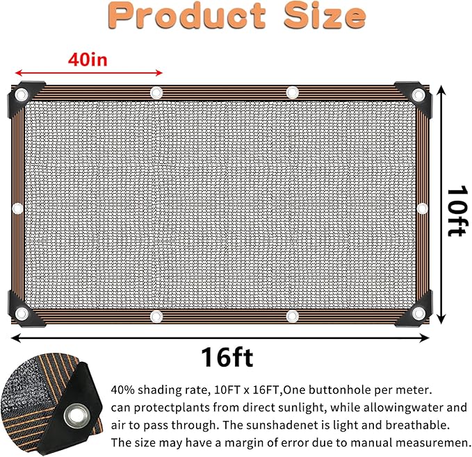 Shade Cloth for Plants Greenhouse, 40-50% Sunblock Shade Sails -for Outdoor Garden Pergola Patio Lawn Plant Sun Shade Cloths for Kennel Chicken Coop Easier to Hang Shade Net Cover