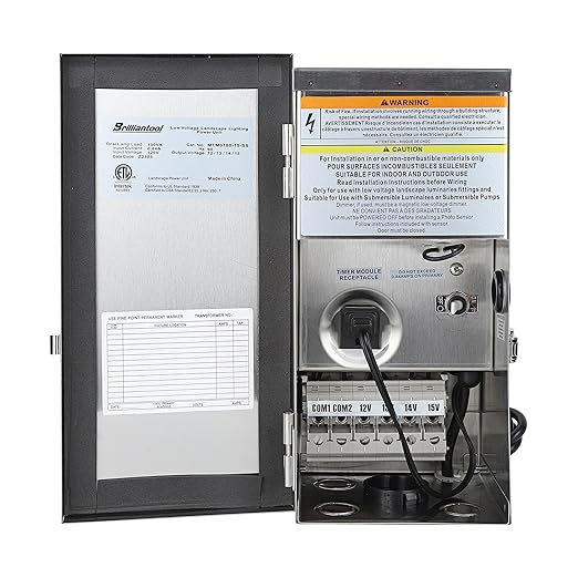 100W Low Voltage Light Transformer, 120V AC to 15V/14V/13V/12V AC Transformer, Outdoor Transformer for Low Voltage Landscape Lighting, Spotlight,Patio Lights,Pathway Light