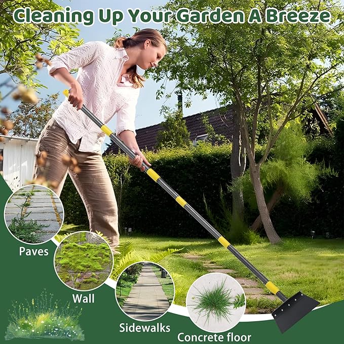 Separate Manual Weeder,Detachable Garden Flat Shovel Scraper, 2 Spades,60 Inch Long Multifunctional Garden Cleaning Shovel, Heavy Duty Floor Scraper,Metal Weeding Scraper for Edging, Snow Ice Removal