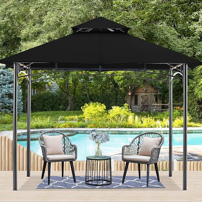 MASTERCANOPY Outdoor Garden Gazebo for Patios with Stable Steel Farme (9x9, Black)