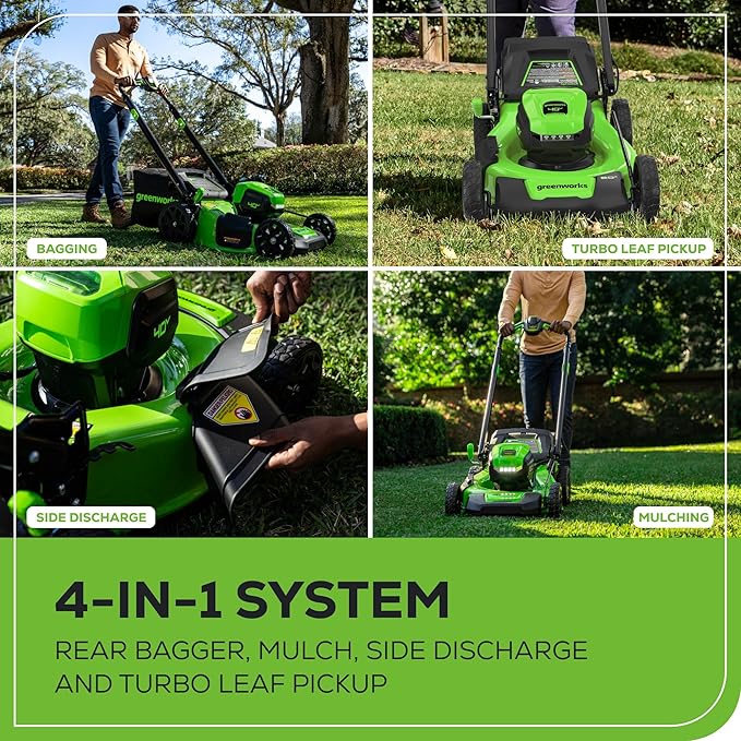 Greenworks 40V 21" Brushless Cordless (Self-Propelled) Lawn Mower (LED Headlight + Aluminum Handles), 5.0Ah Battery and Charger Included (75+ Compatible Tools)