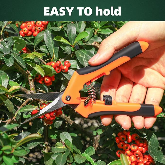3 Pack Garden Pruning Shears, Stainless Steel Shears, Gardening Shears, Scissors, Garden Clippers, Pruning Snips, Pruning Shears for Gardening Tools(Orange)