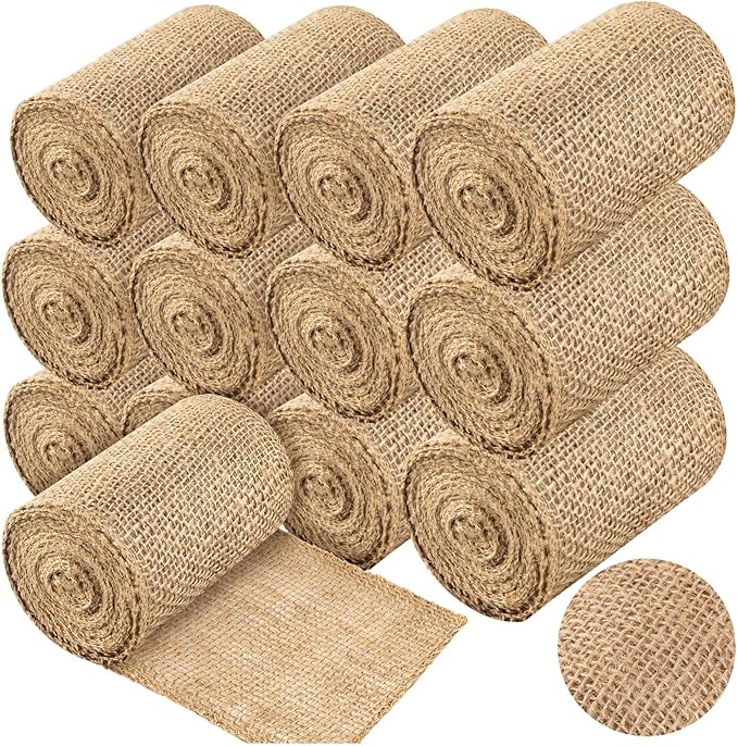 12 Rolls Natural Burlap Tree Protector Wrap, Extra Length Wnter Tree Wrap for Gardening, 5 in x 17 Feet Tree Wrap for Damaged Bark, Burlap Wrap Plants Bandage for Keep Warm
