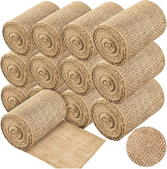 12 Rolls Natural Burlap Tree Protector Wrap, Extra Length Wnter Tree Wrap for Gardening, 5 in x 17 Feet Tree Wrap for Damaged Bark, Burlap Wrap Plants Bandage for Keep Warm