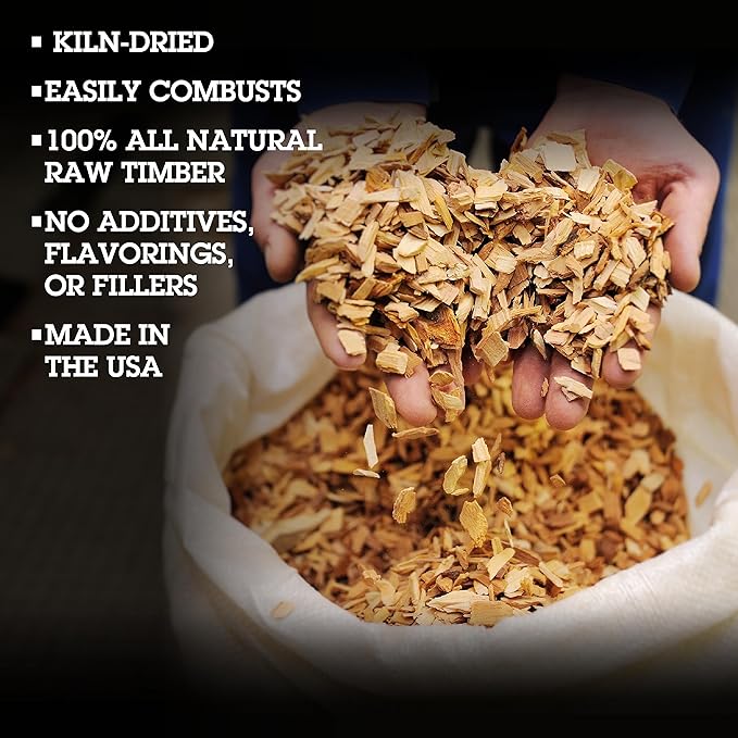 Camerons All Natural Oak Wood Chips for Smoker - 260 Cu. in. Bag, Approx 2 Pounds - Kiln Dried Coarse Cut BBQ Grill Wood Chips for Smoking Meats - Barbecue Smoker Accessories - Grilling Gifts for Men