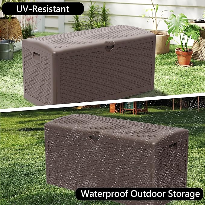80 Gallon Pro Resin Deck Box, Waterproof Outdoor Storage Bin for Patio, Poolside, and Garden, Lockable & UV-Resistant, Black
