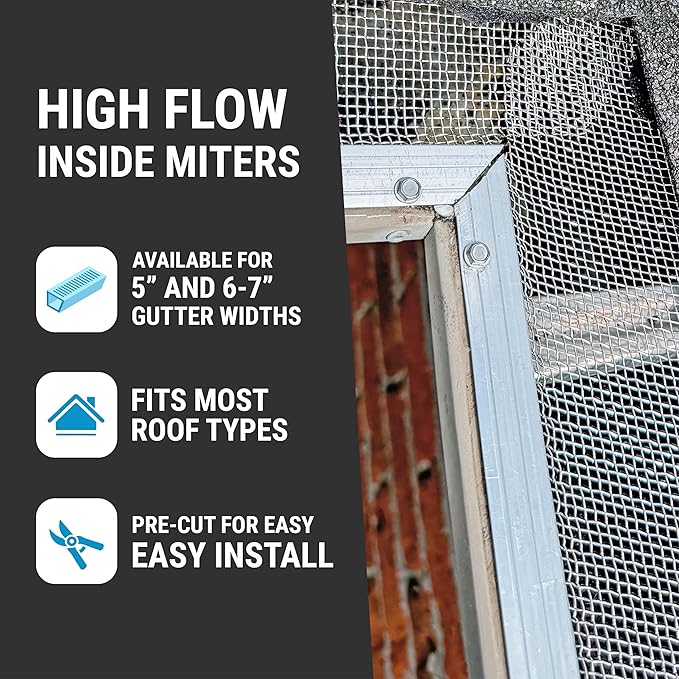RAPTOR GUTTER GUARD High Flow Inside Miter Kit - 3pk (Fits 5" Gutter)