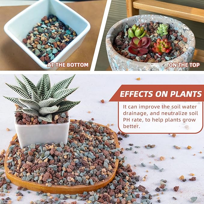 18lb Mix Horticultural Lava Rock Pebbles Pumice Potting Soil Amendment Succulent Cactus Bonsai Gritty Rock Decorative Gravel Plant Drainage Volcanic Rock for Aquarium Fairy Gardening Top Dressing