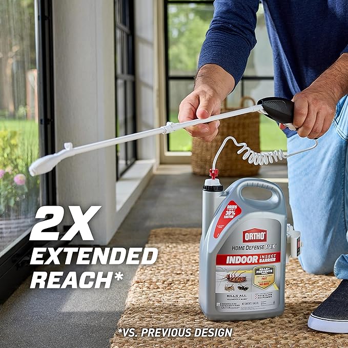 Ortho Home Defense Max Indoor Insect Barrier with Extended Reach Comfort Wand, Kills Ants, Roaches, Spiders, Fleas and Ticks, 1 gal.