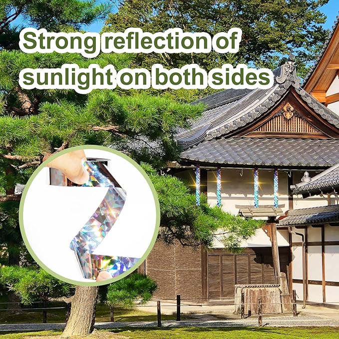 OFFO Bird Reflective Tape, 430 Feet x 1 in Dual-Sided Bird Reflective Tape Outdoor for Garden, Farm, Orchard or Courtyard