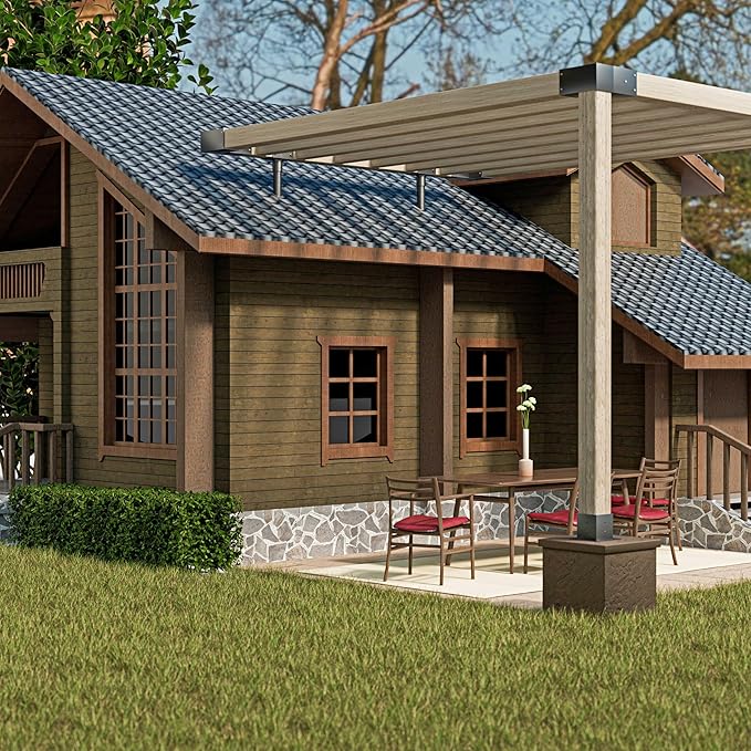 1Pack 3.6" Saddle Stainless Steel Roof Riser for Patio Pergola，18-1/4 Inches High，Black Finish