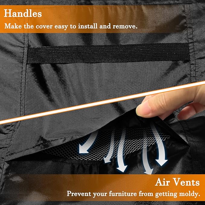 STARTWO Patio Furniture Covers Waterproof, Heavy Duty Outdoor Furniture Cover for Sectional Sofa and Table Chairs Set,90"x64"x28", Black