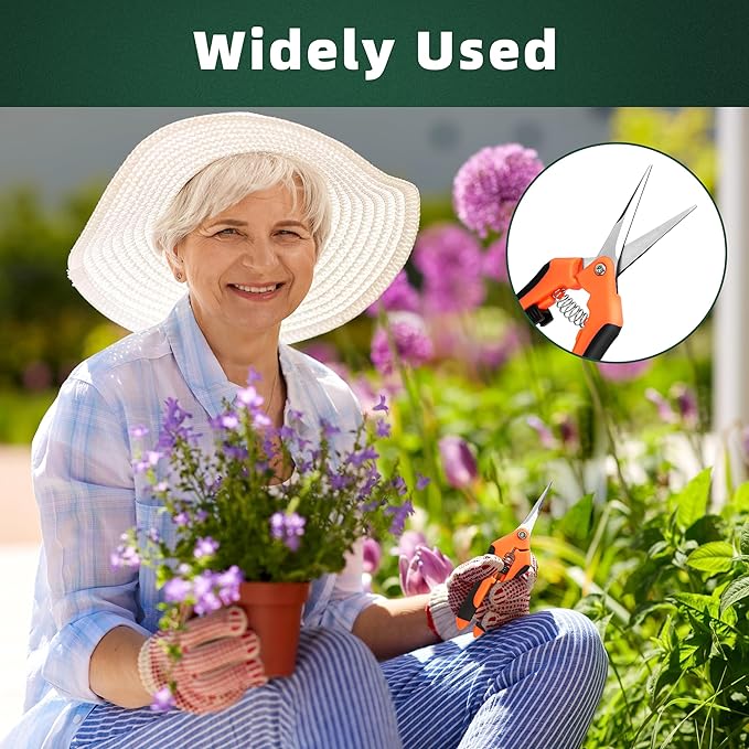 3 Pack Garden Pruning Shears, Stainless Steel Shears, Gardening Shears, Scissors, Garden Clippers, Pruning Snips, Pruning Shears for Gardening Tools(Orange)