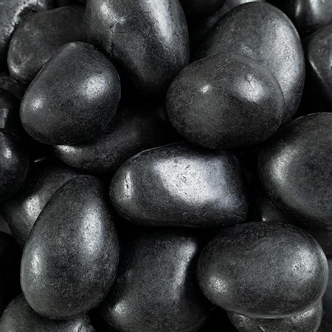 MSI Decorative Polished Black Pebbles, 1.2 inch - 2 inch, 40 lb. Bag(Pallet/ 55 Bags)