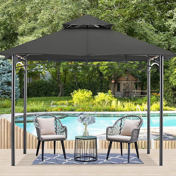 MASTERCANOPY Outdoor Garden Gazebo for Patios with Stable Steel Frame (9x9, Dark Gray)