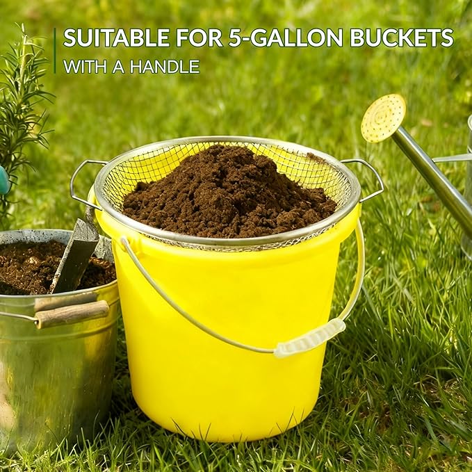 3PCS Soil Sifter for Gardening, Rock Sifter for 5gallon Bucket, Dirt Sifter Compost Sifter, Sifter for Gravel Sawdust Vermicompost, 3mm, 6mm,8mm, Soil Sifter with Handle