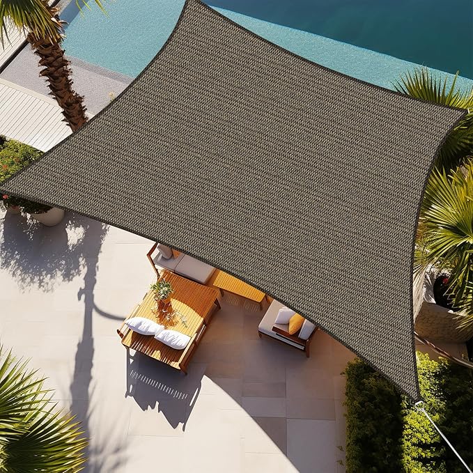 Shade&Beyond Sun Shade Sail Breathable UV Block Outdoor Covering Cloth for Backyard, Pool, 20'X24', Mocha (Customized Available)