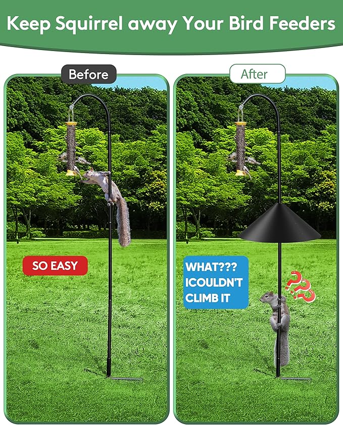 19 Inch Metal Squirrel Baffle for Bird Feeder Pole, Outdoor Squirrel Proof Bird Feeders, Bird House Guard for Shepherd’s Hook, Rust Chew Proof Heavy Duty